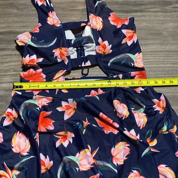 ESPRLIA Floral Print Halter Swimwear One Piece Pin up Tankini Swimwear 2XLT - Picture 5 of 6